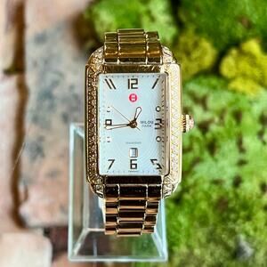 MICHELE Gold-Tone Milou Park Diamond Mother of Pearl Watch